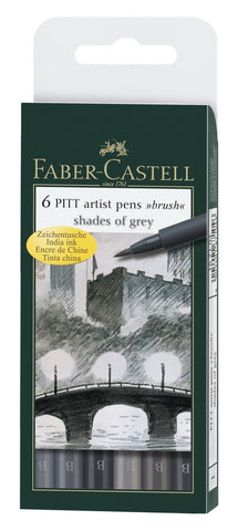 India ink PITT artist pen B box of 6 'grey'