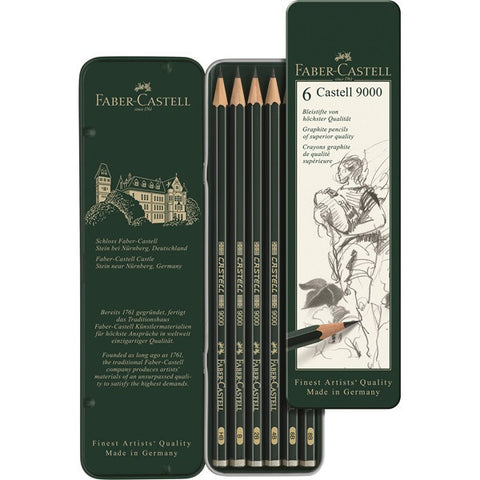 Graphite pencil CASTELL 9000 tin of 6